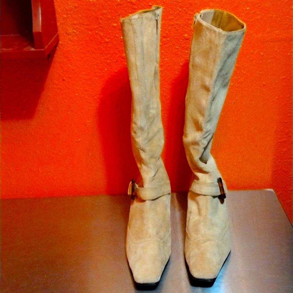Apartment 9 tan calf length suede boots. 9m